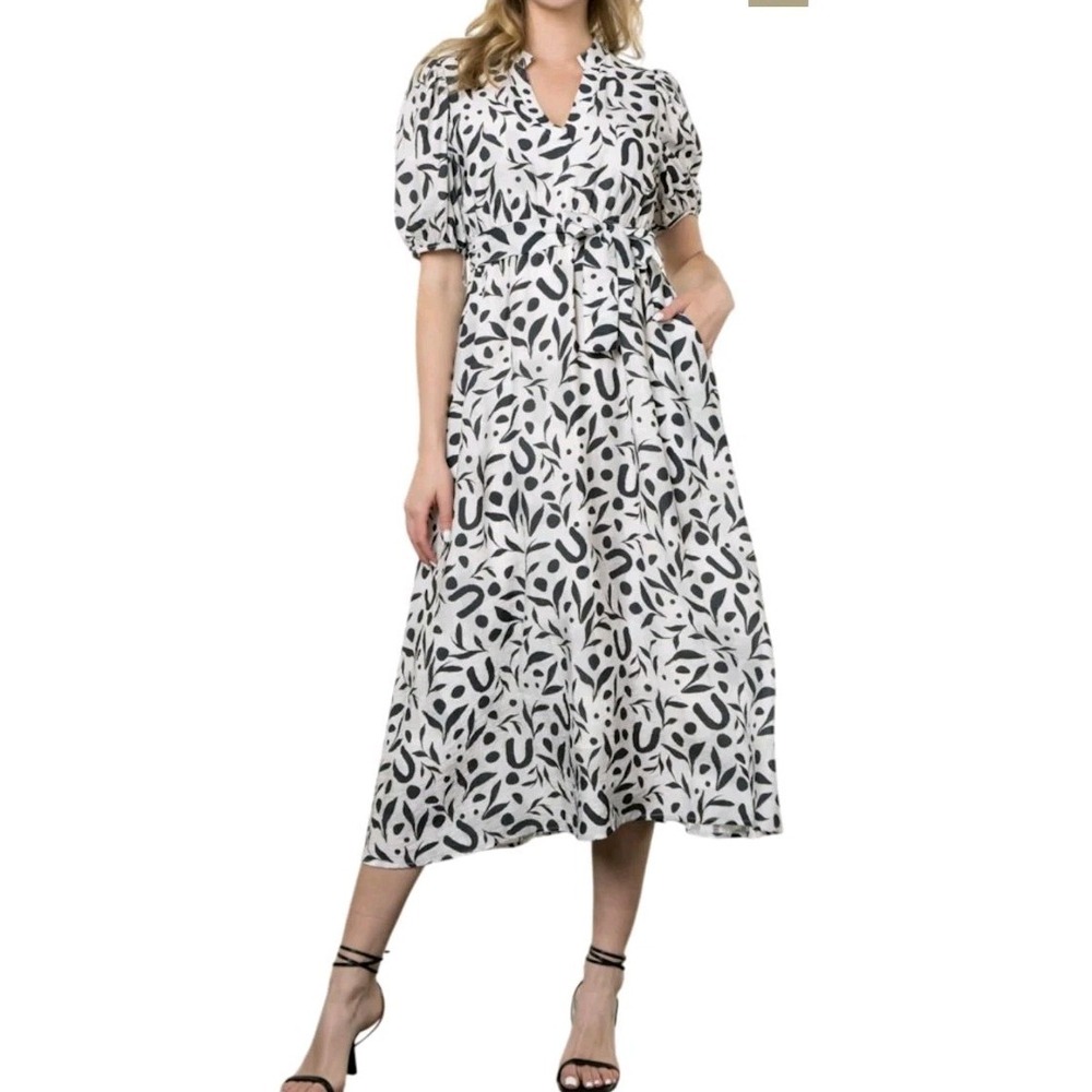 Anthropologie THML Puff Sleeve Maxi Dress XS Wrap Pin Up Cottage Boho Coastal